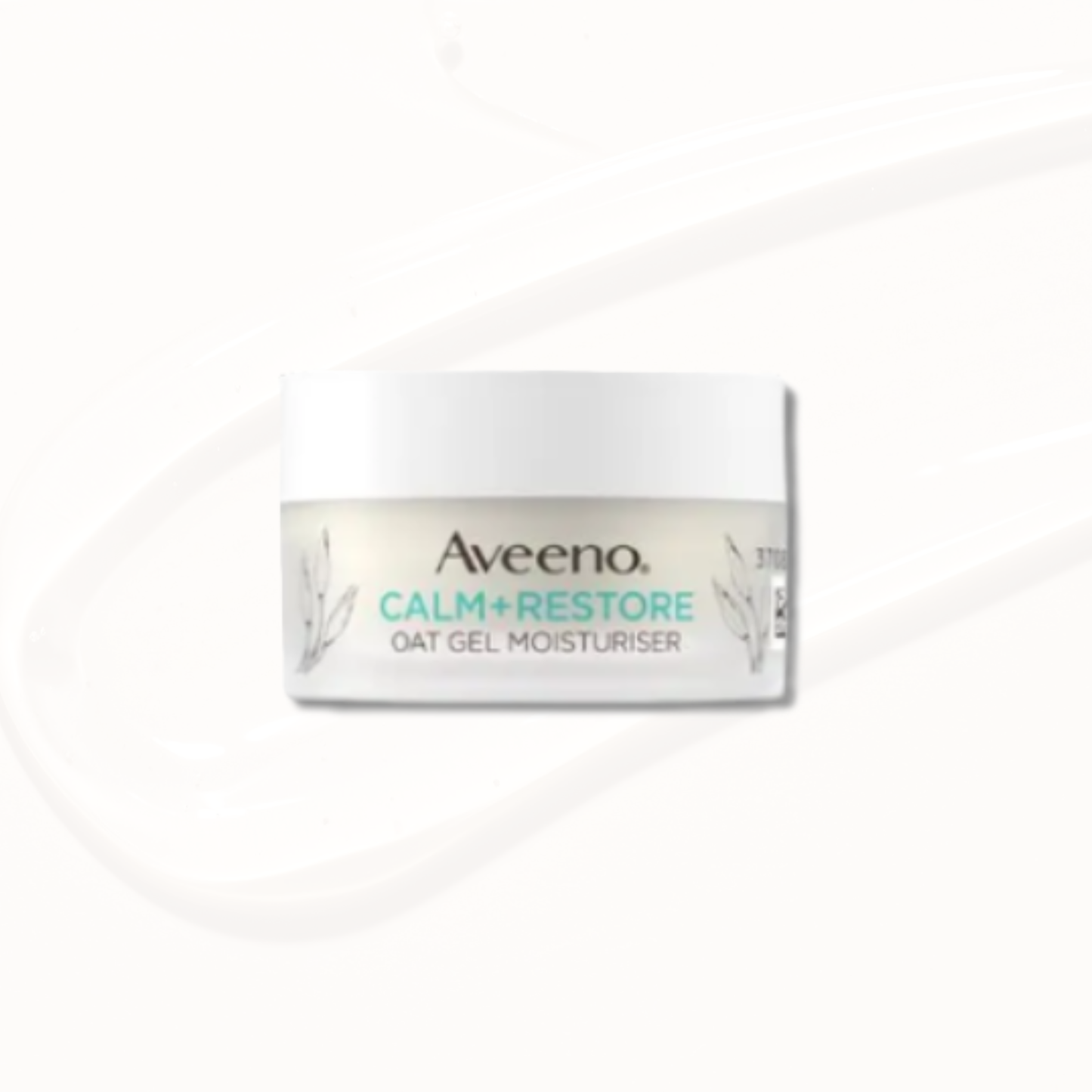 Jar of Aveeno Calm + Restore oat gel moisturizer packaging on a white background